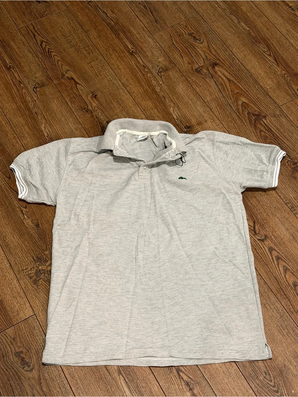 Lacoste Light Gray Polo with Green Croc Logo